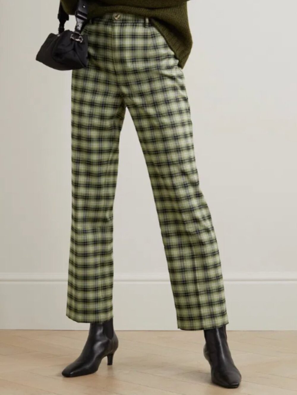Reformation Franklin Plaid Straight-Leg Pants size 6